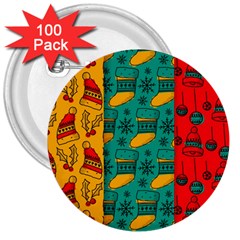 Hand Drawn Christmas Pattern Collection Pattern 3  Buttons (100 Pack)  by Vaneshart