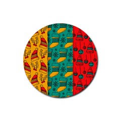 Hand Drawn Christmas Pattern Collection Pattern Rubber Round Coaster (4 Pack)  by Vaneshart