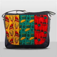 Hand Drawn Christmas Pattern Collection Pattern Messenger Bag by Vaneshart