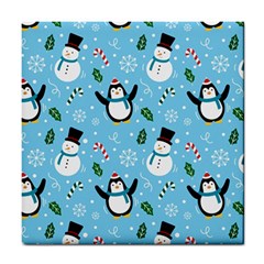 Colorful Funny Christmas Pattern Cartoon Tile Coaster by Vaneshart