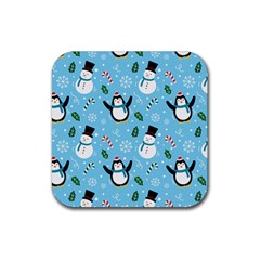 Colorful Funny Christmas Pattern Cartoon Rubber Coaster (square)  by Vaneshart