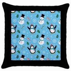 Colorful Funny Christmas Pattern Cartoon Throw Pillow Case (black) by Vaneshart