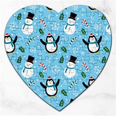 Colorful Funny Christmas Pattern Cartoon Jigsaw Puzzle (heart) by Vaneshart