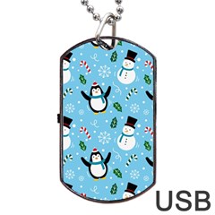 Colorful Funny Christmas Pattern Cartoon Dog Tag Usb Flash (two Sides) by Vaneshart