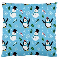 Colorful Funny Christmas Pattern Cartoon Large Flano Cushion Case (one Side) by Vaneshart