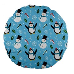 Colorful Funny Christmas Pattern Cartoon Large 18  Premium Flano Round Cushions by Vaneshart