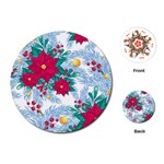 Seamless Winter Pattern With Poinsettia Red Berries Christmas Tree Branches Golden Balls Playing Cards Single Design (Round) Front