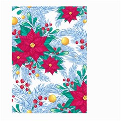 Seamless Winter Pattern With Poinsettia Red Berries Christmas Tree Branches Golden Balls Large Garden Flag (two Sides) by Vaneshart