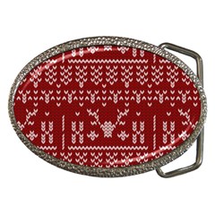 Beautiful Knitted Christmas Pattern Red Belt Buckles by Vaneshart