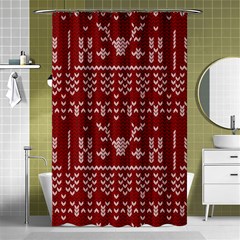 Beautiful Knitted Christmas Pattern Red Shower Curtain 48  X 72  (small)  by Vaneshart