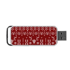 Beautiful Knitted Christmas Pattern Red Portable Usb Flash (two Sides) by Vaneshart