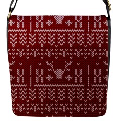 Beautiful Knitted Christmas Pattern Red Flap Closure Messenger Bag (s) by Vaneshart