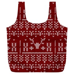 Beautiful Knitted Christmas Pattern Red Full Print Recycle Bag (xl) by Vaneshart