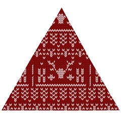 Beautiful Knitted Christmas Pattern Red Wooden Puzzle Triangle by Vaneshart