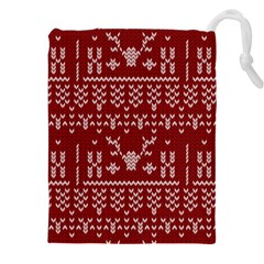 Beautiful Knitted Christmas Pattern Red Drawstring Pouch (4xl)