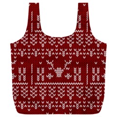 Beautiful Knitted Christmas Pattern Red Full Print Recycle Bag (xxl) by Vaneshart