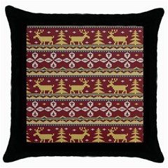 Beautiful Knitted Christmas Pattern Xmas Throw Pillow Case (black) by Vaneshart