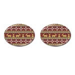 Beautiful Knitted Christmas Pattern Xmas Cufflinks (Oval) Front(Pair)