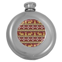 Beautiful Knitted Christmas Pattern Xmas Round Hip Flask (5 Oz) by Vaneshart