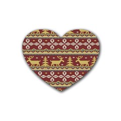 Beautiful Knitted Christmas Pattern Xmas Heart Coaster (4 Pack)  by Vaneshart