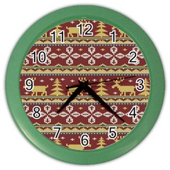 Beautiful Knitted Christmas Pattern Xmas Color Wall Clock