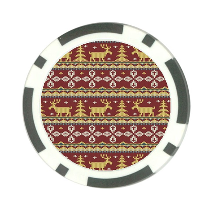 Beautiful Knitted Christmas Pattern Xmas Poker Chip Card Guard