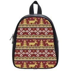 Beautiful Knitted Christmas Pattern Xmas School Bag (small) by Vaneshart