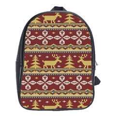 Beautiful Knitted Christmas Pattern Xmas School Bag (xl) by Vaneshart