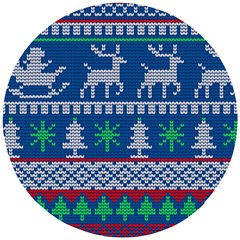 Knitted Christmas Pattern Wooden Puzzle Round