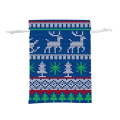 Knitted Christmas Pattern Lightweight Drawstring Pouch (m)