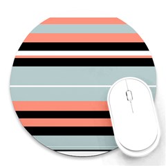 Bandes Orange/bleu/noir Round Mousepads by kcreatif