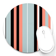 Bandes Orange/bleu/noir Round Mousepads by kcreatif