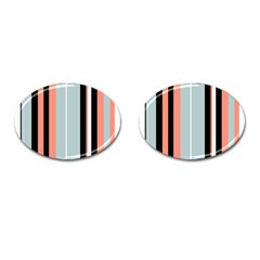 Bandes Orange/bleu/noir Cufflinks (oval) by kcreatif