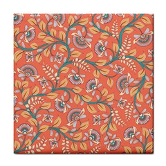 Coral Floral Paisley Tile Coaster