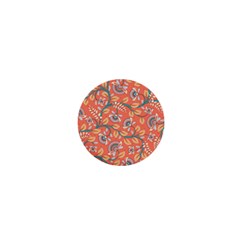 Coral Floral Paisley 1  Mini Magnets by mccallacoulture