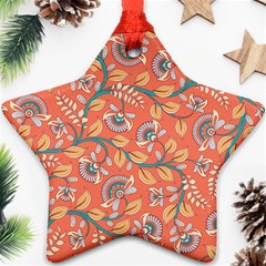 Coral Floral Paisley Ornament (Star)