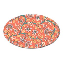 Coral Floral Paisley Oval Magnet by mccallacoulture