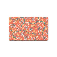 Coral Floral Paisley Magnet (Name Card)