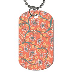 Coral Floral Paisley Dog Tag (One Side)