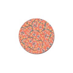 Coral Floral Paisley Golf Ball Marker