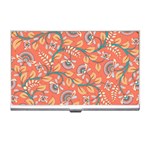 Coral Floral Paisley Business Card Holder Front