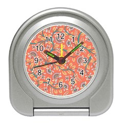 Coral Floral Paisley Travel Alarm Clock