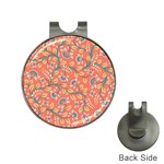 Coral Floral Paisley Hat Clips with Golf Markers Front