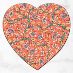 Coral Floral Paisley Jigsaw Puzzle (Heart)