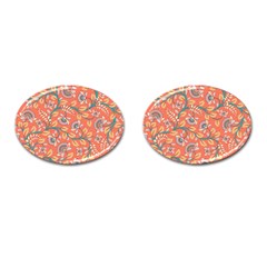 Coral Floral Paisley Cufflinks (oval) by mccallacoulture