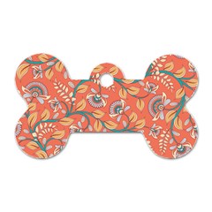 Coral Floral Paisley Dog Tag Bone (one Side) by mccallacoulture