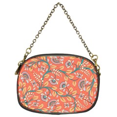 Coral Floral Paisley Chain Purse (two Sides)