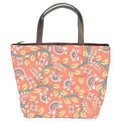 Coral Floral Paisley Bucket Bag