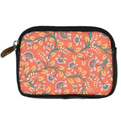 Coral Floral Paisley Digital Camera Leather Case