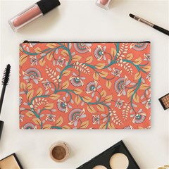 Coral Floral Paisley Cosmetic Bag (Large)